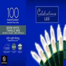 Christmas String Lights LED M5 100-ct 24.5&#39; ft Warm White, Celebrations ... - $16.82
