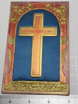 Rare 1909 Pincushion Postcard EASTER GREETING PLUSH SATCHET Posted CROSS... - $15.75