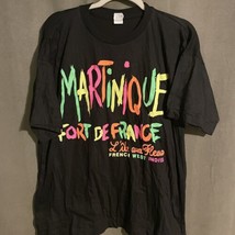90s Vintage Martinique Fort De France Neon Shirt VTG XL Single Stitch - £24.64 GBP