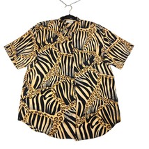 Vintage Le Caviar Womens Medium Blouse Animal Print Short Sleeve Slinky ... - £11.77 GBP