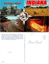Indiana Greetings Hay Field Capital State Building Racing Steel Vintage Postcard - £7.36 GBP