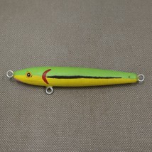 Vtg Wooden Topwater Fishing Lure Repainted Yellow Green without Hooks - £7.00 GBP