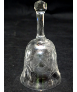 Vintage 5.25&quot; Etched Crystal Bell &amp; Clapper - Rose &amp; Stem Cut - Unknown ... - $13.18