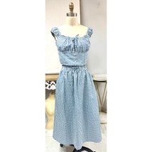 NWT Monteau Los Angeles 2 Piece Blue Gingham Cottagecore Picnic Co Ord S... - $37.57