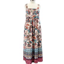 Stitchdrop Womens L Maui Paisley Sunset Maxi Dress Satin Tropical Summer Cottage - £31.00 GBP