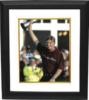 Ernie Els signed PGA 11x14 Photo Custom Framed (w/ Trophy at 2002 Open Champions - $119.95