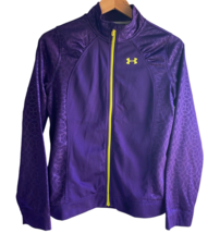 Under Armour Loose Girls Jacket sz XL Purple Ruched Full Zip Geometric Logo - $11.69