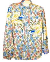 Ganesh Linen Men&#39;s Multi-Color Floral Button Up Shirt Size 2XL - £63.51 GBP