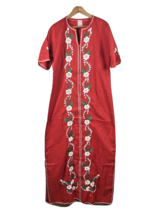 Embroidered Dress Size Large Womens Red Boho Mexican Festival Boho Vintage - £44.58 GBP