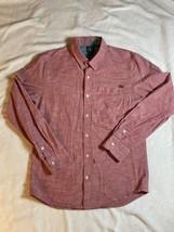 Volcom Stone Mens Button Shirt Medium M Light Red Long Sleeve Collar Skater - £9.56 GBP