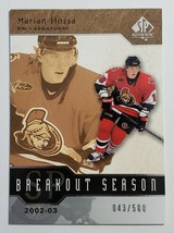 2004 Marian Hossa Breakout Season Upper Deck Sp Authentic /500 Hockey Card B26 - $6.99