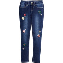 YMI Girls Floral Embroidered 2 Button Skinny Jeans Size 12 Blue NEW W TAG - £25.16 GBP