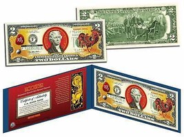 Chinese Zodiac YEAR OF THE ROOSTER Colorized $2 Bill US Legal Tender Luc... - $17.90 CAD