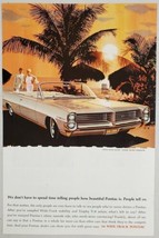 1964 Print Ad Pontiac Bonneville Convertible Wide Track Car Palm Trees - $13.48