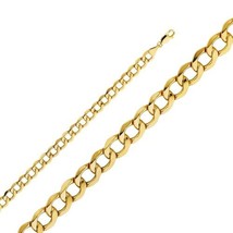 Genuine 14k Yellow Gold 6.7mm Wide Hollow Cuban Bevel Chain Necklace 22&quot; 24&quot; 26&quot; - £1,009.96 GBP+