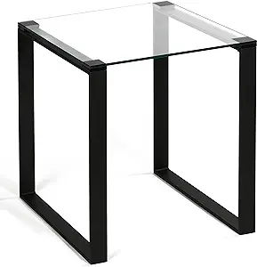 Cortesi Home Glass End Table in Matte Black Gega - $264.99