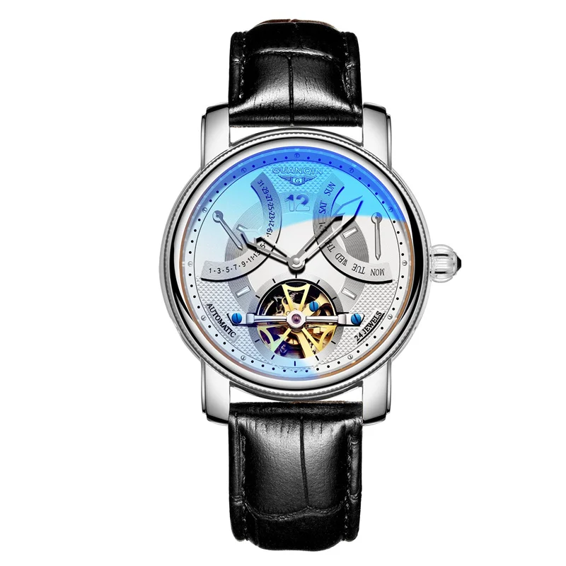 On mechanical luxury watch for men calendar week display waterproof men s watches steel thumb200
