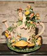 Rare Vintage 1995 Fairy Teapot Money Bank Hand Painted Artisan Flair Inc... - $34.55