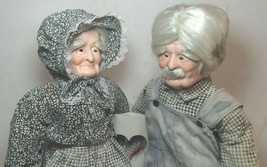 William Wallace Jr Grandma &amp; Grandpa Porcelain Dolls 28&quot; Tom Alicia with BENCH - £160.38 GBP