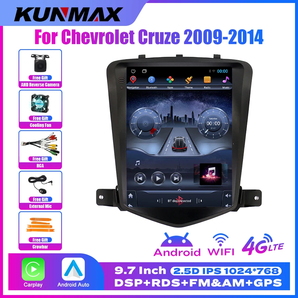 2 Din Android Car Radio For Chevrolet Cruze 2009-2014 Tesla Style Carplay - £127.47 GBP+