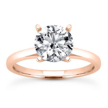 Round Diamond Solitaire Ring G SI1 Treated Solid 14K Rose Gold Certified 1.51 CT - £2,978.80 GBP