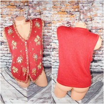 Claudia D Large Christmas Sweater Vest Jeweled Beaded Vintage - £20.04 GBP