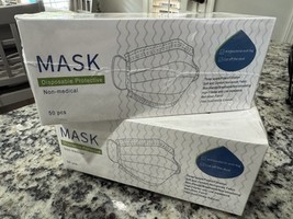 New Box Of 50/3 Ply Ear loop Face Masks Non Medical Surgical Dental Disp... - $7.91