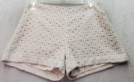 Banana Republic Shorts Womens Size 0 Ivory Crochet 100% Cotton Lined Side Zipper - £15.04 GBP