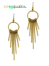 Women new gold key loops drop hook pierced earrings - $9,999.00
