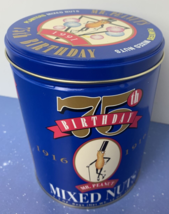 EMPTY - 1991 Planters Mr Peanut Collectible 75th Anniversary Tin Blue 1916-1991 - £5.17 GBP