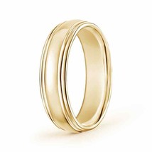 ANGARA High Polished Double Round Edges Dome Wedding Band in 14K Solid Gold - £550.17 GBP