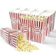 12 Pcs Classic Popcorn Boxes  - Red &amp; White Striped Cardboard Popcorn Container - £9.43 GBP