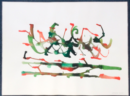 Jacob Semiatin Abstract Watercolor Painting Signed Dated 1974 - $225.00