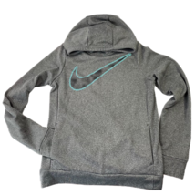 Nike Girls Hoodie Sweatshirt Gray Heathered Pockets Hooded Pullover Logo L - $13.85