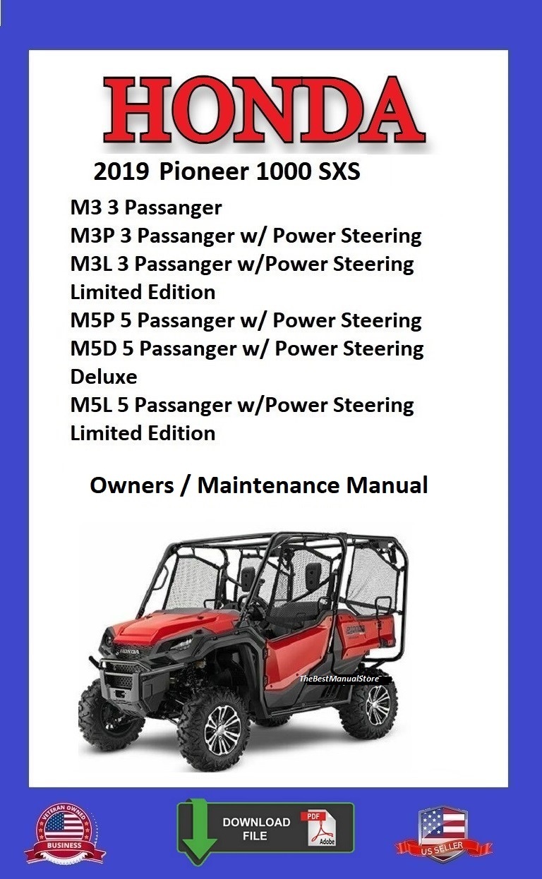 2019 Honda Pioneer 1000 M3 M3P M3L M5P M5D M5L SXS Owners / Maintenance ... - $12.95
