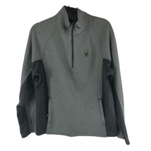 Spyder Mens 1/4 Zip Polar Sweater Pullover Pockets Gray Black M - $14.49