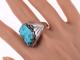 sz14 Large Vintage Navajo Sterling, turquoise ring - £211.00 GBP