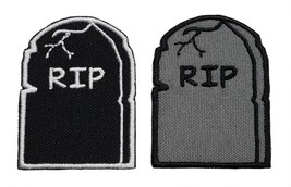 Tombstone Embroidered Applique Iron On Patch 1.5&quot; x 2&quot; Halloween Trick O... - $4.85