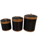 Vintage Woven Nesting Basket Canister Set of 3 Round Graduated Size - $42.08