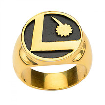 DC Legion Of Superheroes Logo Stainless Steel Ring Gold - £27.51 GBP