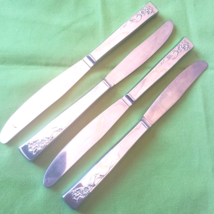 4 Dinner Knives Cobblestone Pattern Oneida Stanhome Stainless Daffodil 8 7/8&quot; - £13.30 GBP
