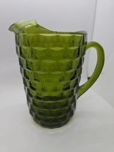 VTG MCM Indiana Colony Whitehall Cubist Avocado Green Glass Pitcher w/Ice Guard - $34.64