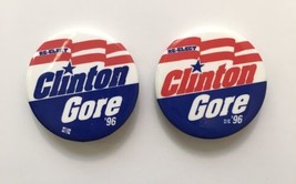 Lot of 2 Re-Elect Bill Clinton Al Gore 1996 campaign pin button political 1.75&quot; - £8.51 GBP