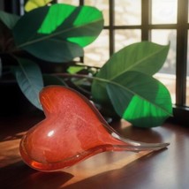 Red Heart Shaped Art Glass Hand Blown Home-Office-Tabletop Decor - £17.51 GBP