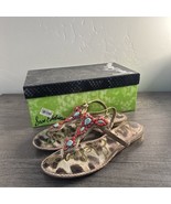 Sam Edelman Sandals Womens Leather Leopard Strap Flats Shoes sz 7M - $32.09 CAD
