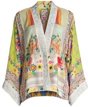NWT Johnny Was Esme Kimono in Patchwork Floral Embroidered Trim Jacket L - £139.83 GBP