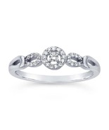 14K White Gold Cluster Diamond-Set Ring - £341.09 GBP