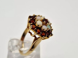 2Ct Round Simulated Garnet &amp; Opal Flower Engagement Ring 14k Yellow Gold... - £109.05 GBP