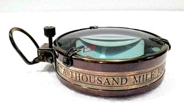 Antique vintage brass compass nautical map reader navigation with leather case - $37.39