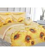 SUNFLOWERS YELLOW COLOR DECORATIVE COMFORTER SET AND SHEET SET 8 PCS FUL... - $59.39